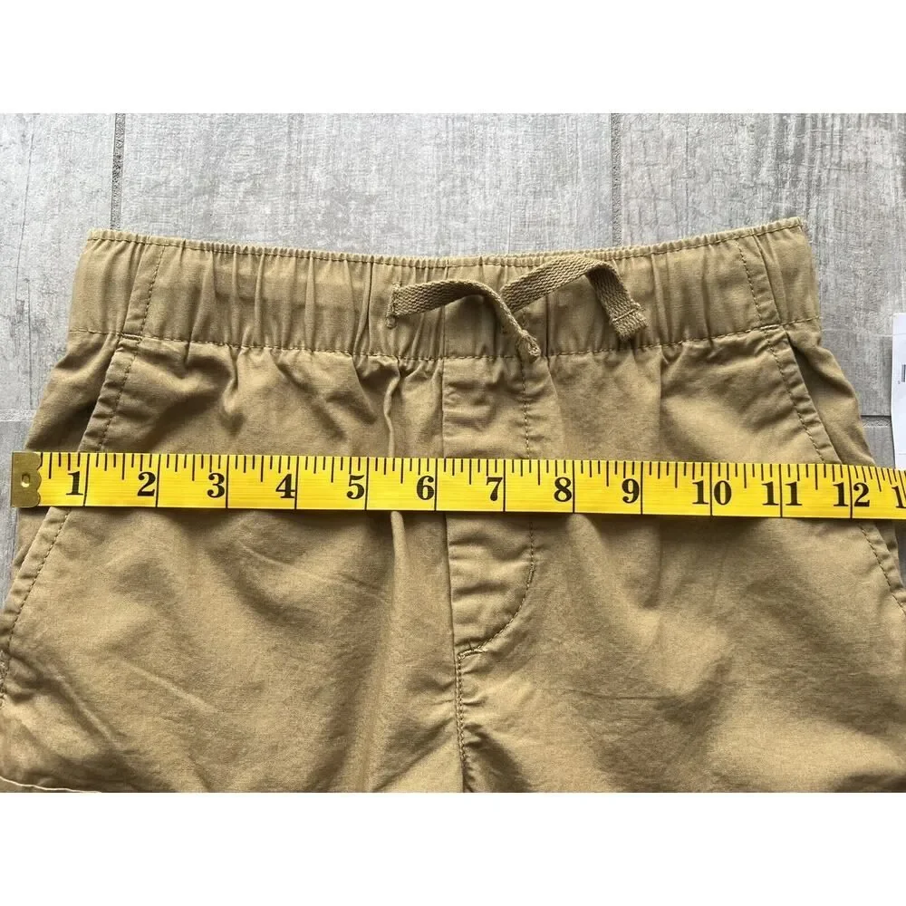 GAP Kids Boy Drawstring Elastic Short Pull-On Khaki Cargo Zip Pocket NEW S 6-7..